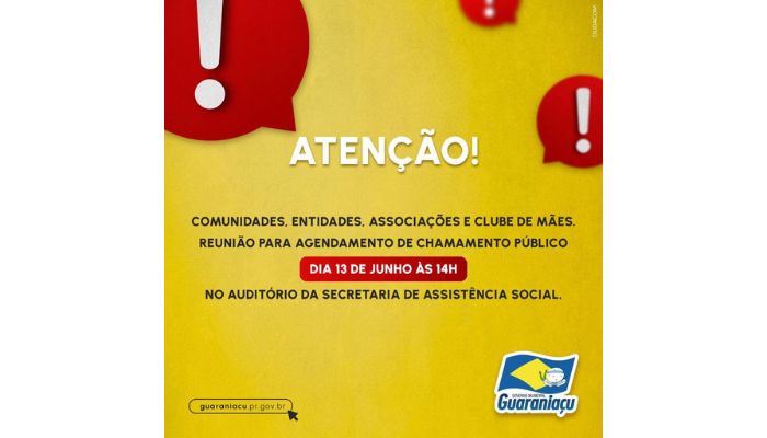 Guaraniaçu – Secretaria de Assistência Social convida entidades do município para reunião